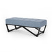 Upholstered Ottoman With Button Tufted Waffle Stitch And Black Geometric Legs - Light Blue