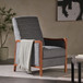 Mendota - Mid Century Modern Fabric Channel Stitch Wood Pushback Recliner - Gray
