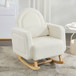 Accent Rocking Chair With Curved Back & Pillow, Base, Ultimate Comfort For Living Room Or Nursery - Cream White