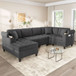 U Shaped Sectional Sofa, Corner Living Room Couch With Built In Cup Holders, Storage, USB Ports