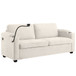 Corduroy Sleeper Sofa Loveseat Sofa With Full Size Mattress, 2 USB Ports, 2 Cup Holders, 2 Side Pockets And Phone Holder