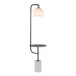 Symbol - Metal Floor Lamp with Side Table - Black Metal, White Marble, White Glass
