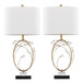 Crystal - Buds Table Lamp (Set of 2) - Black Metal, Clear Crystal, Gold Metal, Off-white Linen