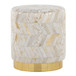 Oro - Ottoman - Gold Metal, Ivory Leather, Gold Splatter