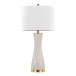 Gemma - Brush Ceramic Table Lamp (Set of 2) - Gold Metal, White Ceramic, White Linen