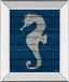 Antique Seahorse On Blue Il By Patricia Pinto - Mirror Framed Print Wall Art - Blue