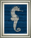 Antique Seahorse On Blue I By Patricia Pinto - Framed Print Wall Art - Blue