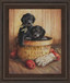 Black Labs - Framed Print Wall Art - Dark Brown
