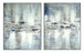 Hand Painted Textured Canvas Foil In Frame (Set of 2) - Gray