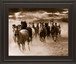 Running Horses By Monte Naglar - Framed Photo Print Wall Art - Dark Brown