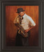 Sax Player - Framed Print Wall Art - Dark Brown