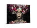 Tempered Glass With Foil - Aqua Floral - Black