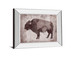 Wildness II-timber By Sandra Jacobs - Mirror Framed Bison Print Wall Art - Dark Brown