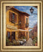 Courtyard Cafe By Surridge, M - Framed Print Wall Art - Light Brown