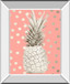 White Gold Pineapple On Polka Dots Pink By Nature Magick - Mirror Framed Print Wall Art - Pink