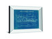 Locomotive Blueprint I By Wild Apple Portfolio - Mirror Framed Print Wall Art - Blue