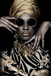 Golden Vogue Muse - 32" x 48" Framed Wall Art - Black
