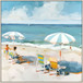 Seaside Umbrella View - 32" x 32" Framed Wall Art - Blue