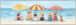 Seaside Sunhats Gathering - 20" x 60" Framed Wall Art - Blue