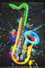 Neon Jazz Splash - 25" x 37" Framed Wall Art - Black