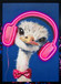 Electric Groove Ostrich - 21" x 29" Framed Wall Art - Blue