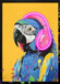 Neon Beats Macaw - 21" x 29" Framed Wall Art