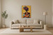 Radiant Mosaic Silhouette - 40" x 30" Framed Wall Art - Orange