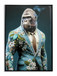 Gentleman Ape Blossom - 21" x 29" Framed Wall Art - Blue
