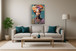 Golden Essence - 48" x 33" Framed Wall Art - Light Blue