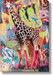 Neon Boots Giraffe - 47" x 32" Framed Wall Art - Dark Brown