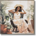 Sunlit Oasis Muse - 33" x 33" Framed Wall Art - Beige