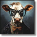 Hipster Bowtie Bovine - 25" x 25" Framed Wall Art - Dark Gray