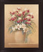 Crimson Lily Display - 28" x 34" Framed Wall Art - Beige