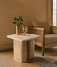 Ravenna - Genuine Fabric Travertine And Oak Wood Table