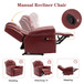 Home Theater Seating Manual Recliner Chair With Center Console And LED Light Strip For Living Room - Red