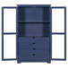 Kitchen Pantry, Freestanding Kitchen Storage Cabinet Display Cabinet With Glass Doors And 4 Built In Drawers For Living Room, Home Office - Blue