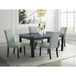 Francesca - Rectangular 5 Piece Gray PU Chairs Dining Set, Table & Four Chairs - Gray Marble