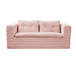 Multi Functional Sectional Sofa Bed With Independent Chaise Lounge And Functional Blanket, Convertible King Size Bed, Deep Seat - Baby Pink