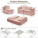 Multi Functional Sectional Sofa Bed With Independent Chaise Lounge And Functional Blanket, Convertible King Size Bed, Deep Seat - Baby Pink
