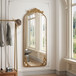 Full Body Arched Mirror With Vintage Carved Applique