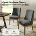 Helen Farmhouse Polyester Dining Chair with Tapered Solid Wood Legs (Set of 2)