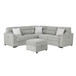 Emiliano - Sectional Sofa With 3 Pillows And Storage Ottoman - Nickel