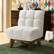 Ted Modern Chenille Armchair with Curved Rubberwood Base CHWH1369 by Karat Home
