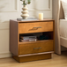 Zaida 24 in. W Mid-Century Modern 3-Drawer Nightstand with Built-In Outlets