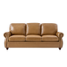 Justina 85.5 in. Traditional Rectangular Rolled Arms Genuine Leather Sofa with Nailhead Trims