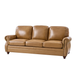 Justina 85.5 in. Traditional Rectangular Rolled Arms Genuine Leather Sofa with Nailhead Trims
