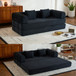 Convertible Sleeper Sofa Bed With Cylindrical Pillow, With Fixed Shape Frame