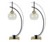 "Eclipse Aura" Metal Table Lamp With Glass Globe (Set of 2) - Matte Black / Gold / Clear Glass