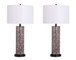 "Serpent Elegance" Faux Leather Table Lamp With Metal Base (Set of 2) - Snake Skin / Asb Gray