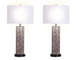 "Serpent Elegance" Faux Leather Table Lamp With Metal Base (Set of 2) - Snake Skin / Asb Gray